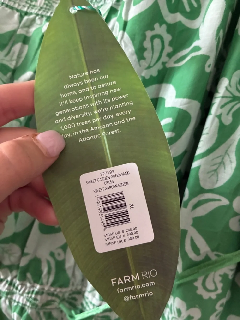 FARM Rio Green and White One-Shoulder Maxi Dress - Picture 2 of 3